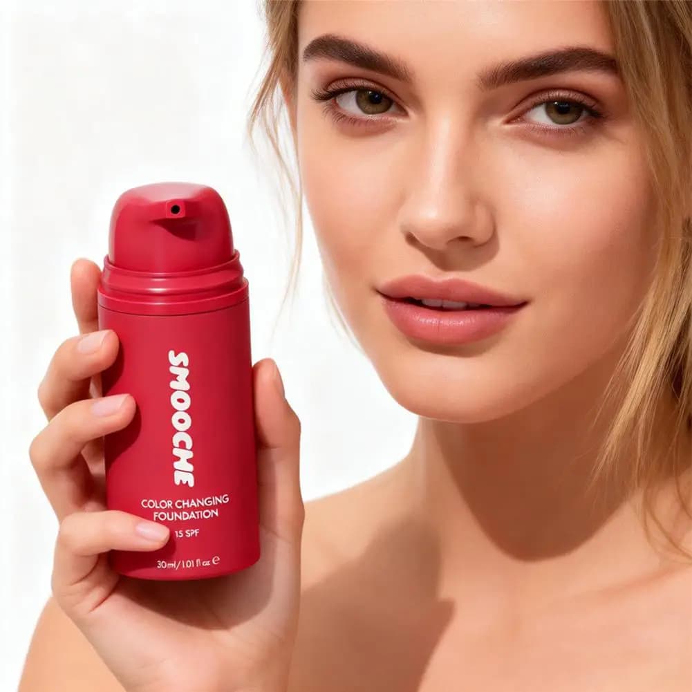 Smooche Self Adjusting Face Foundation 30ml Color Matching Lightweight Long Wear Makeup Base with Natural Looking Coverage