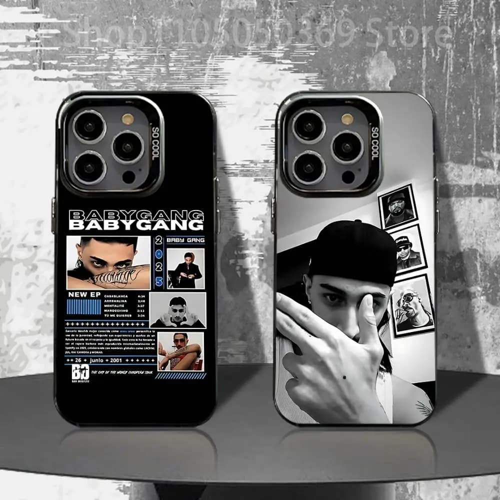 Custodia per telefono Baby G-Gang Album per iPhone 16,15,14,13,12,11,Pro,XS,Max,Plus,Mini,SE4,E Cover antiurto nera opaca