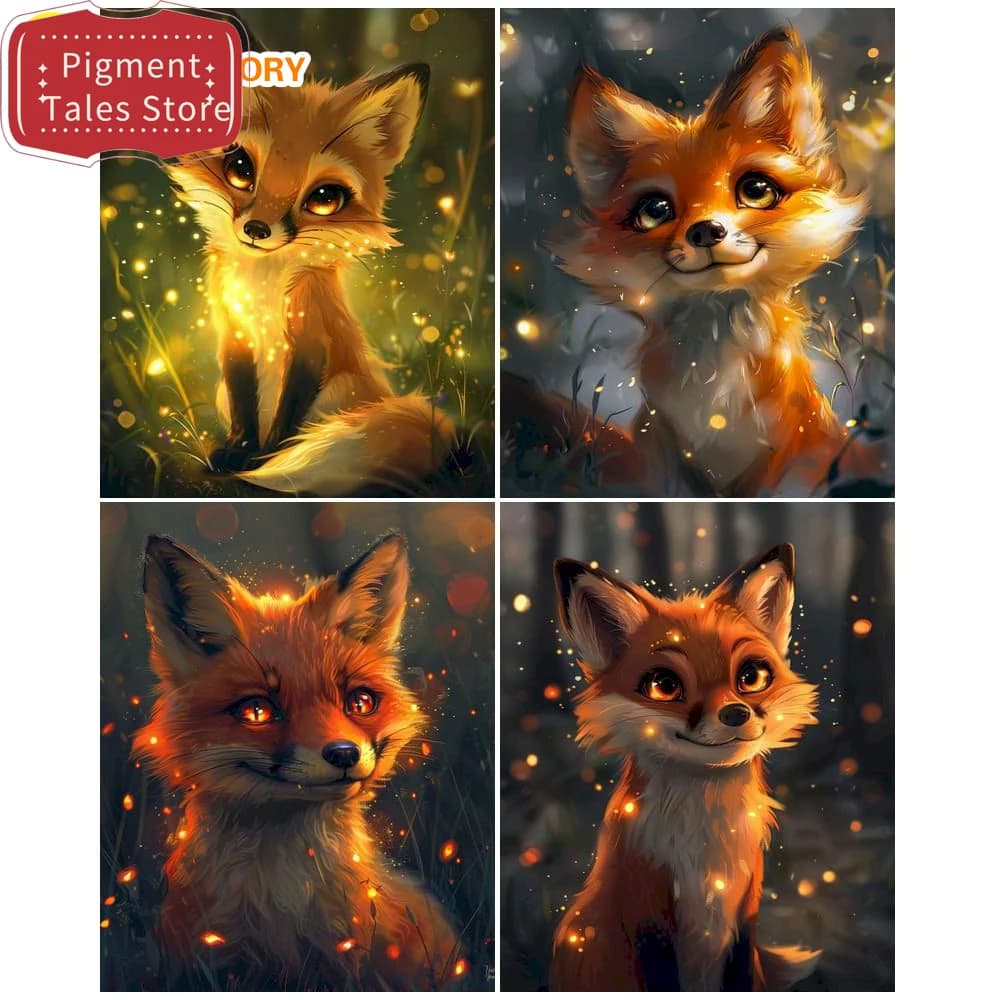 Painting By Numbers Complete Kit Fox Diy Canvas Home Decoration Art Picture Gift Oil HandPainted Acrylic Paint 【frameless】