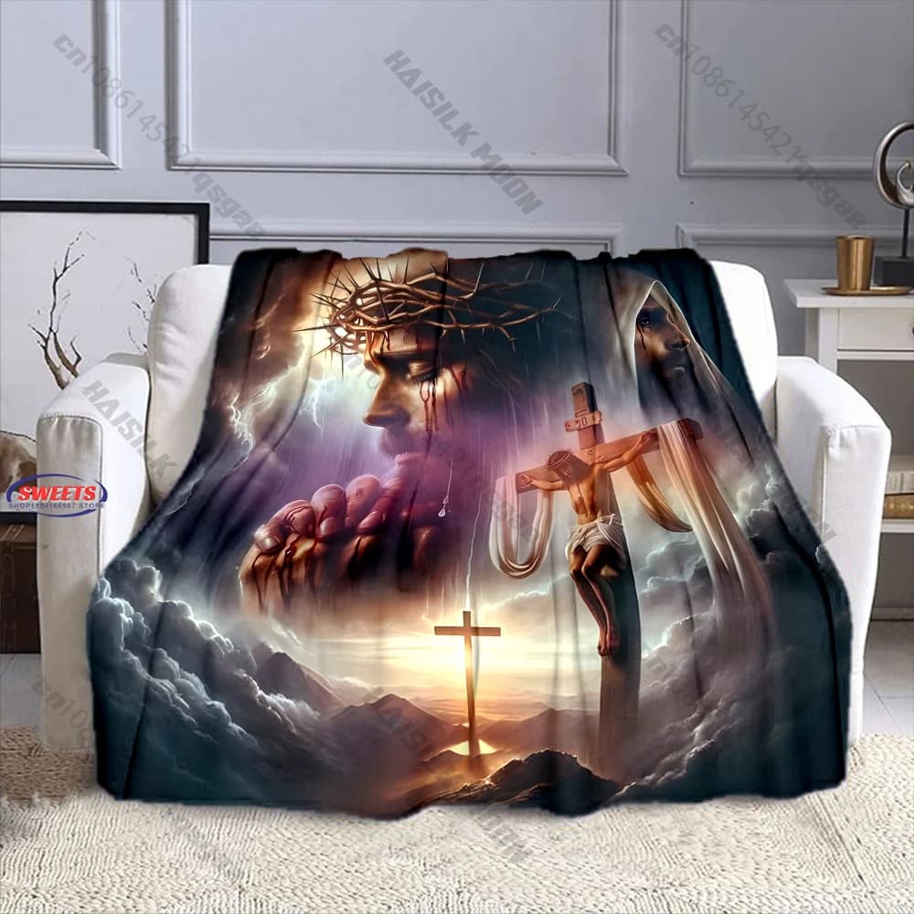 Coperta cristiana per il comfort spirituale, disponibile in diverse misure per bambini e adulti, ideale per la camera da letto, il soggiorno e come decorazione per il divano, un regalo raffinato.