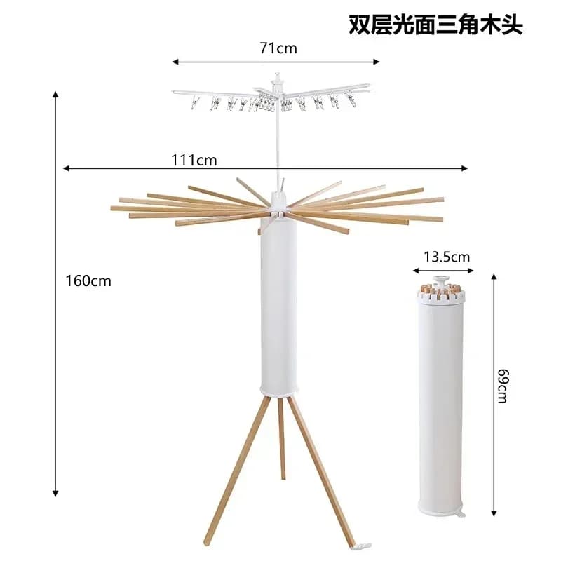 New Multifunctional Folding Drying Rack Floor Standing Swivel Laundry Rack Tripod Drying Rack Balcony Bedroom Clothesline Mobile
