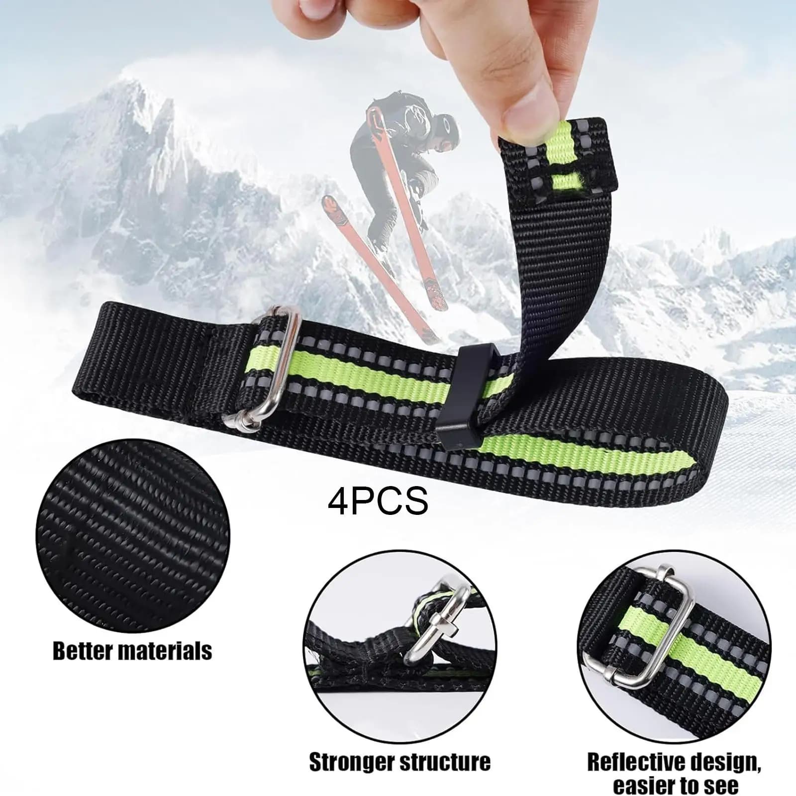Cinghia di Fissaggio Regolabile per Freno da Sci, Supporto Sicuro per Attrezzatura da Snowboard, Accessorio Portatile per Sci