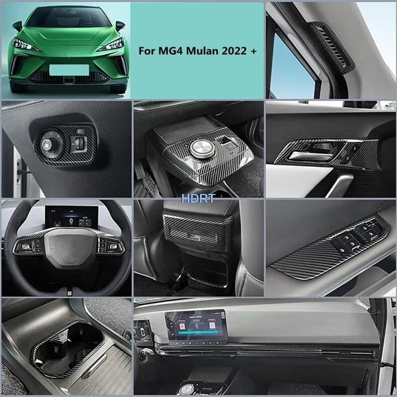 Car Styling interni in fibra di carbonio per MG4 Mulan 2022 + interruttore alzacristalli Console di controllo pannello scatola ingranaggi presa d'aria Trim