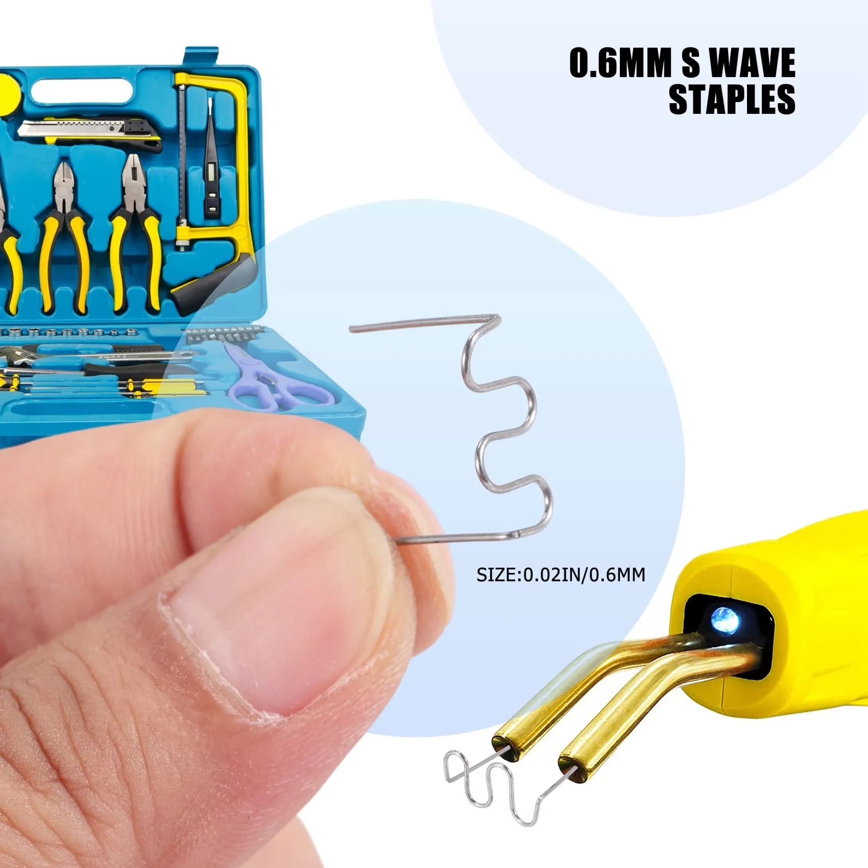 ABKJ-1000Pcs Graffette a Caldo da 0,6 mm per Riparazione Plastica, Graffette a Onda per Riparazioni Carrozzeria e Paraurti, Graffette a Onda S da 0,6 mm