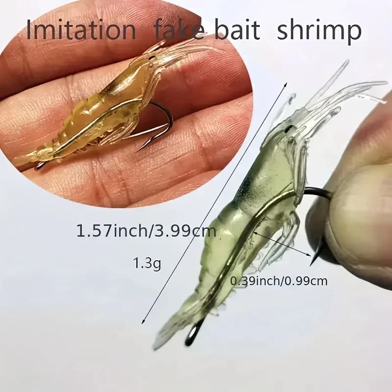 5/10/20pcs Luminous Shrimp Lures Set with Sharp Hook And Bead for Freshwater And Saltwater Fishing