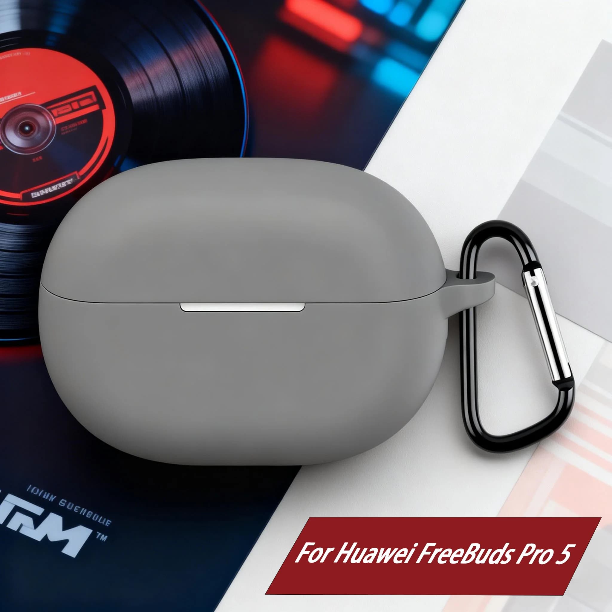 Custodia in silicone anti-caduta per Huawei FreeBuds Pro 5, custodia per auricolari wireless Bluetooth, cover per FreeBuds Pro5 con moschettone