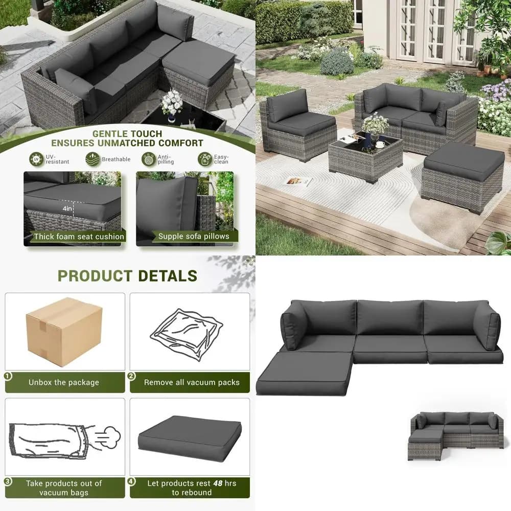 Cuscini per sedie da esterno, 9 pezzi con 4 cuscini e 5 guanciali, cuscini impermeabili e resistenti per sedie o mobili da giardino a 4 posti