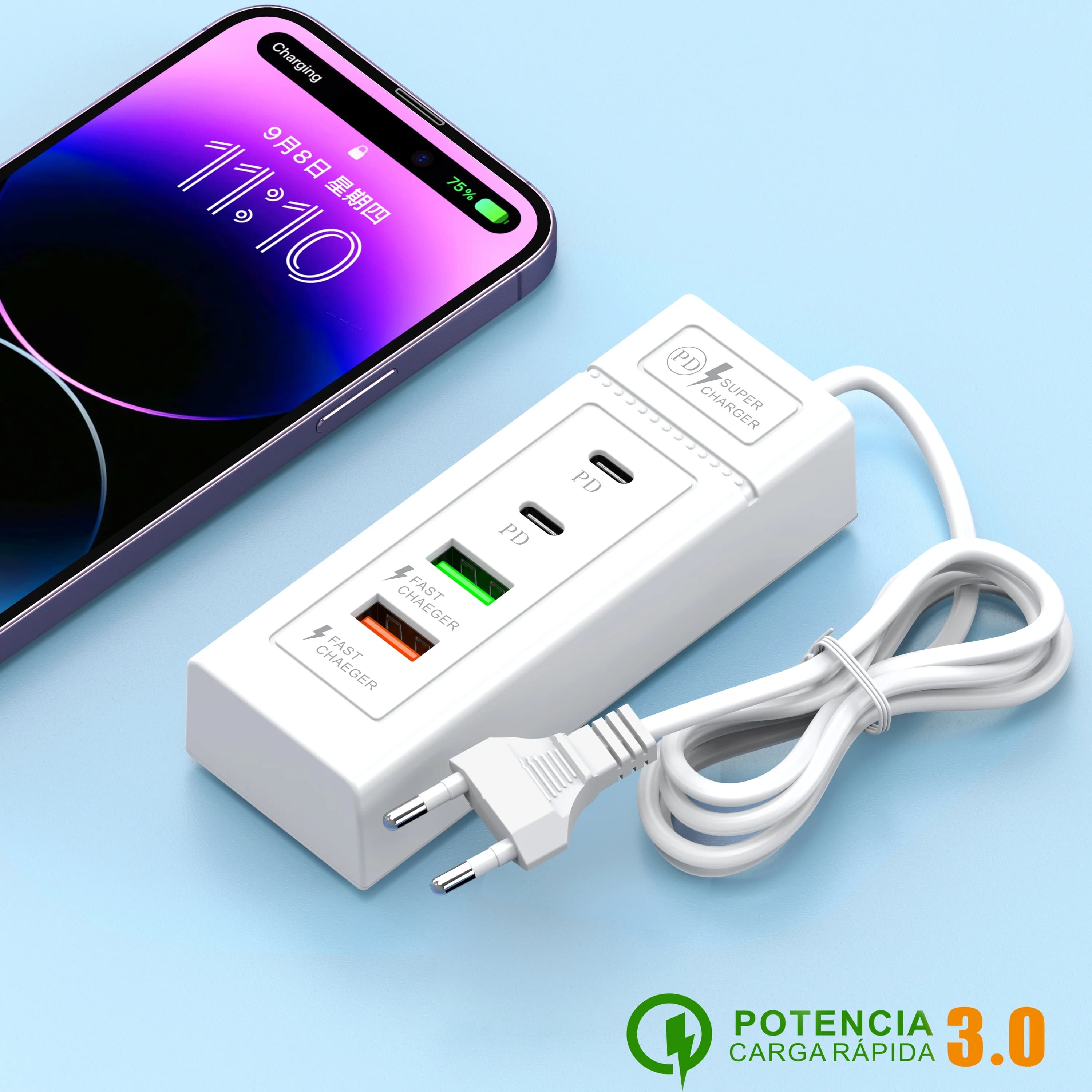 Caricabatterie USB tipo C a 4 porte Mini HUB 3.0 Splitter caricabatteria da parete a ricarica rapida adattatore per telefono per iPhone Xiaomi Samsung Power Socket