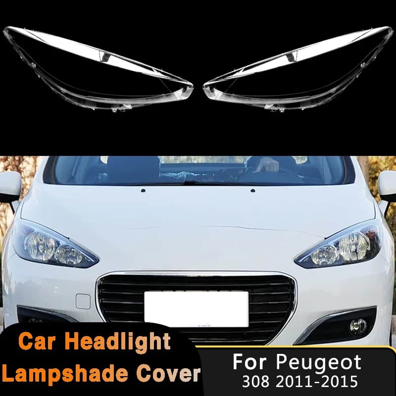 L/R Car Headlight Cover For Peugeot 308 2011-2015 Headlamp Case Auto Front Lamp Cap Lampshade Lens Light Clear Shell Accessories