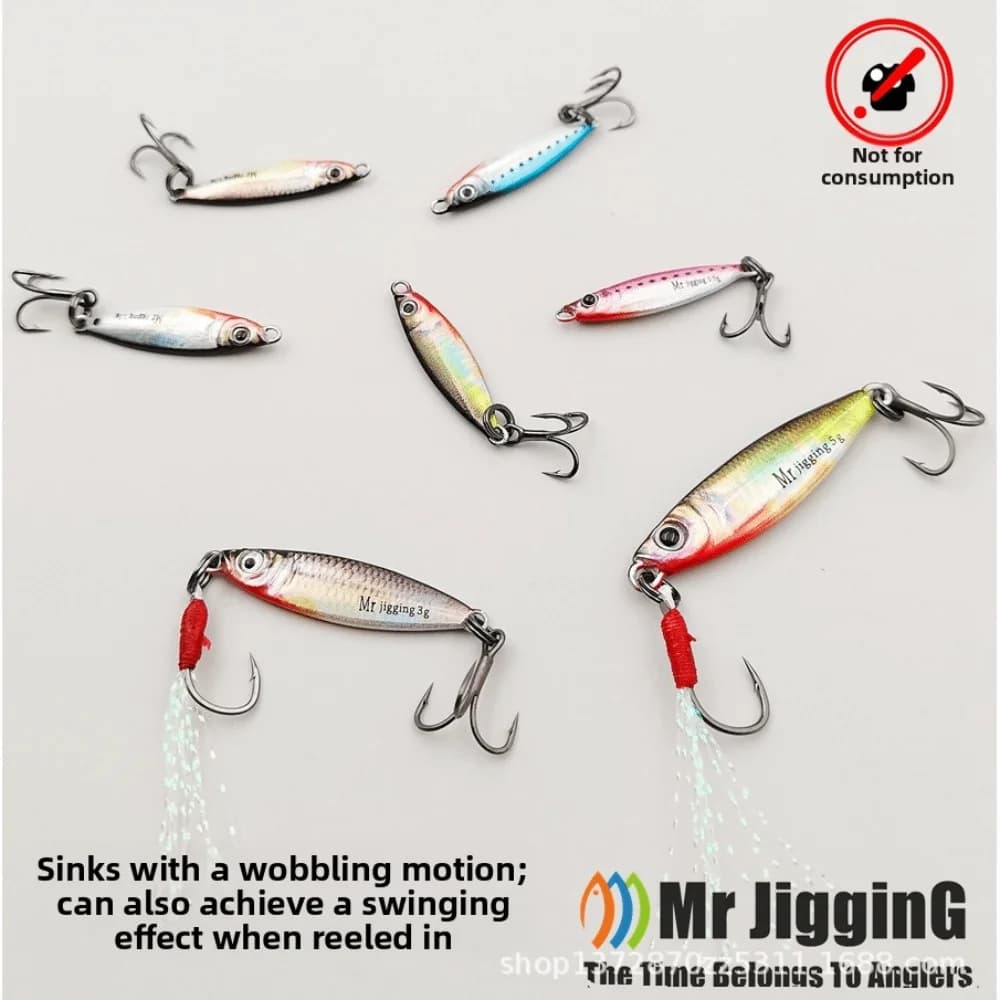 Iron Plate Micro Sized Bait 3D Design 1.5g 3g 5g Weight Metal Cast Jig Spoon Mini Size Metal Material 3D Mini VIB Lure Fishing
