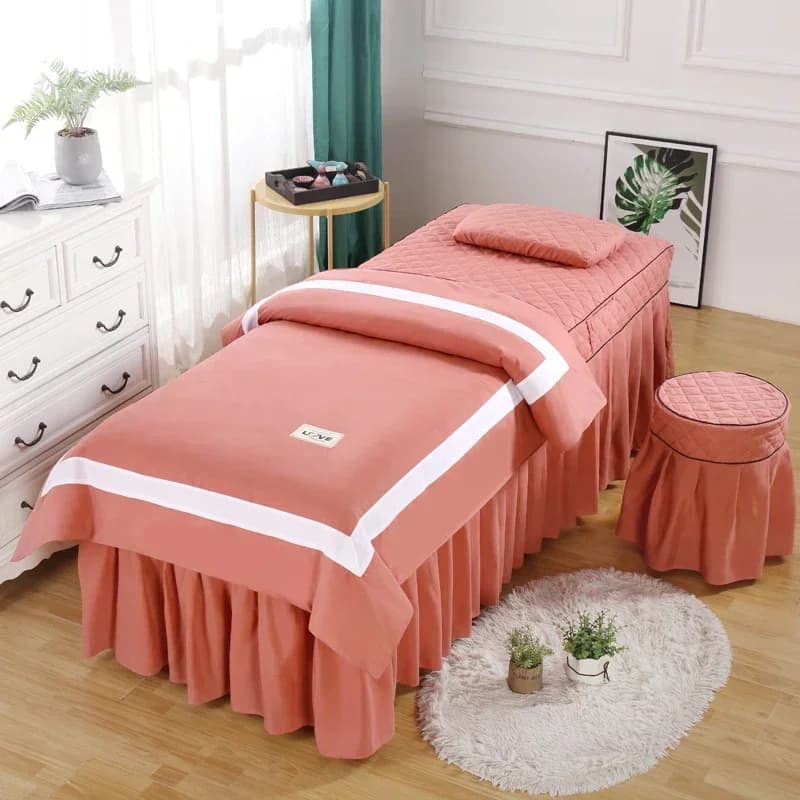 Set di biancheria da letto da 4 pezzi per salone di bellezza in stile semplice Massaggio Tuina Spa Usa copripiumino Set di gonne da letto King Queen