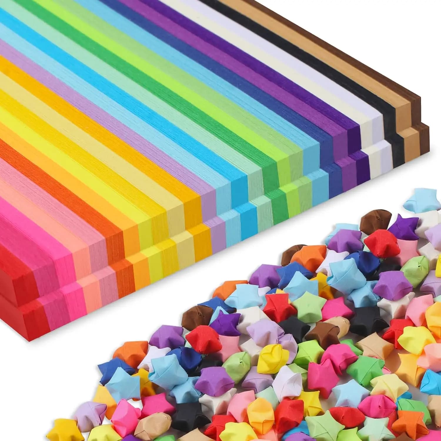 1080/2160 Sheets Origami Star Paper Strips 8.5x0.4 Inch, 27 Assorted Double‑Sided Colors for DIY Lucky Star Hand Art Crafts
