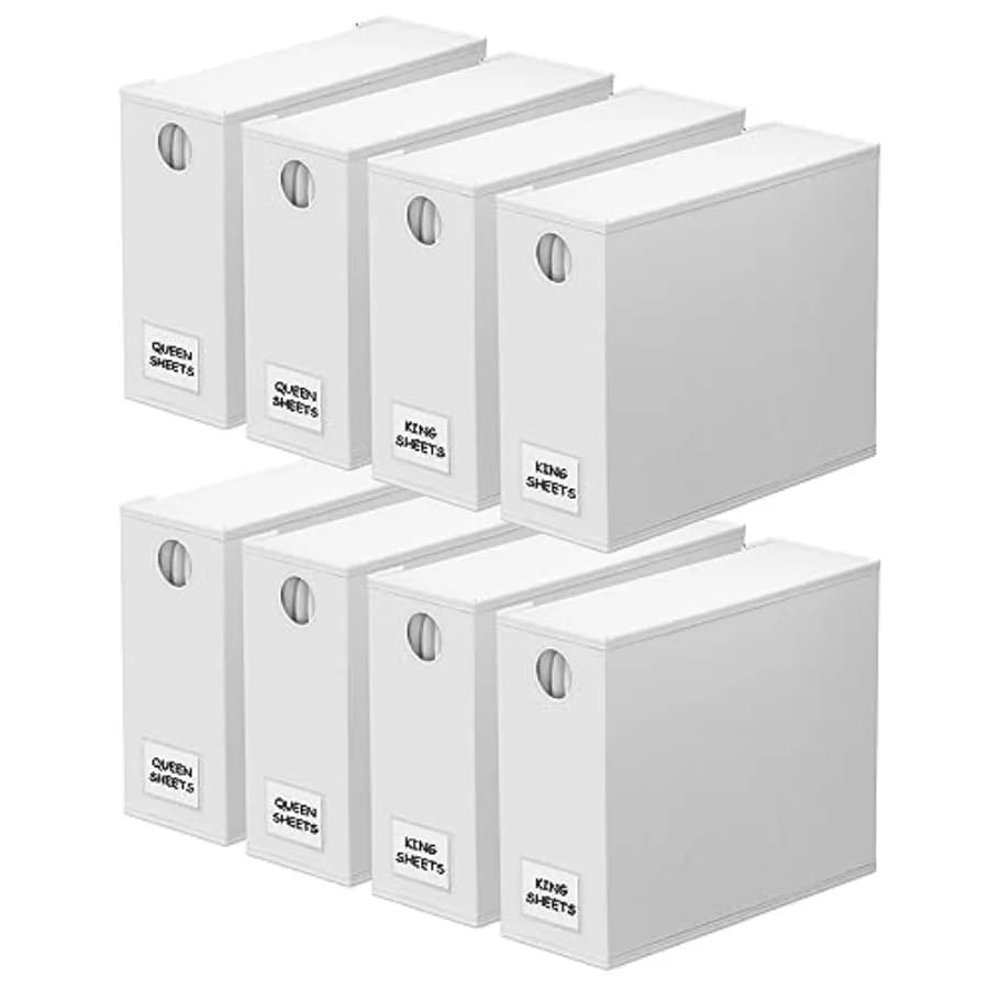 Organizzatori e Contenitori per Lenzuola, Organizzatore Pieghevole per Armadio Biancheria, Porta Set di Lenzuola con Finestra, Misure XL, Queen e King