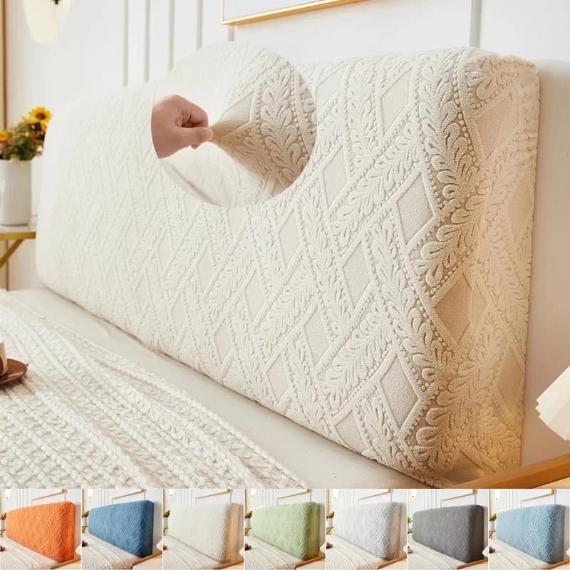 Solid Color Super Soft Bed Head Cover All-inclusive Stretch Headboard Cover Jacquard Bed Back Dust Protector Covers Bedroom