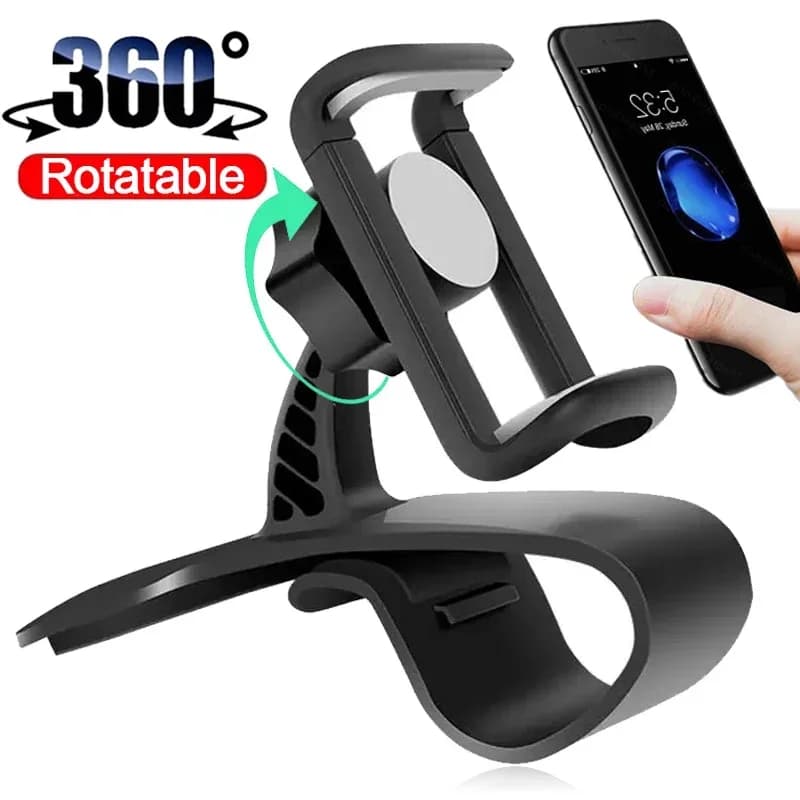 360 ° Supporto per telefono da auto con rotazione, clip per cruscotto, supporto per smartphone, supporto con clip facile da montare, supporto portatile per navigazione GPS in auto