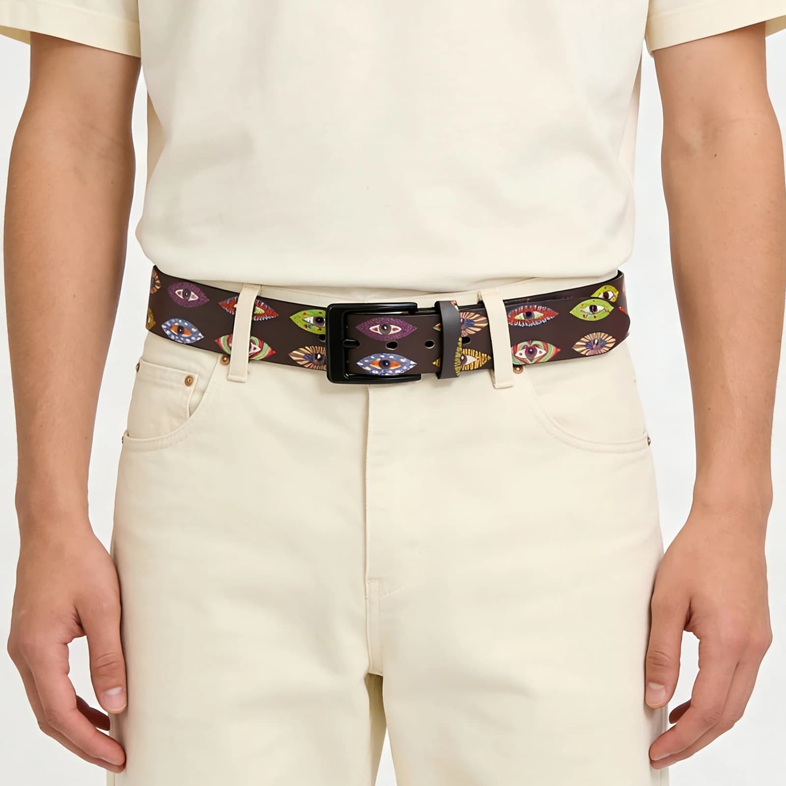 Cintura di Lusso Unica con Stampa Gotica a Occhio, Stile Graffiti, Moda Y2K, Cinture Stampate per Donne, Cinturino da Vita per Uomini, Cintura Unisex