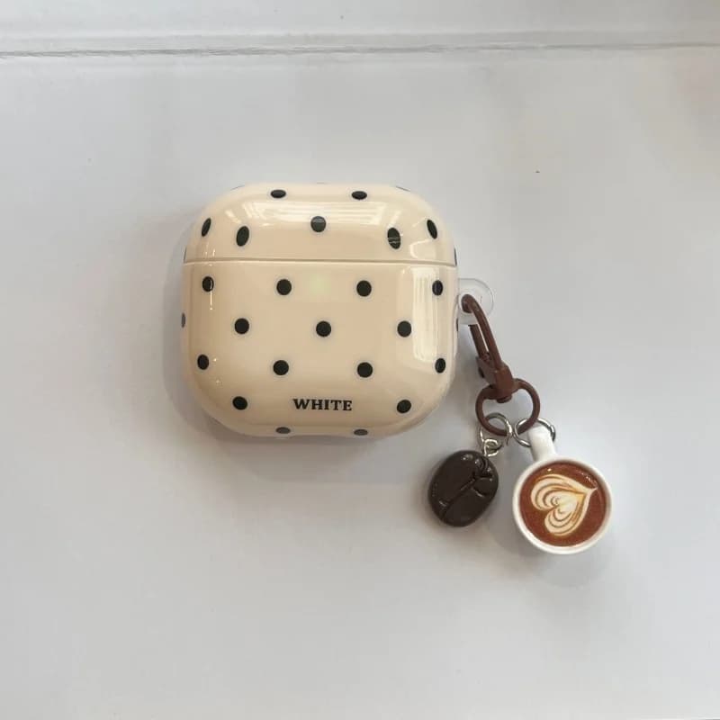 Custodia Anti-caduta per Auricolari con Anello, Design Elegante a Punti Neri IMD per Airpods Pro, Pro2, Pro3, Airpods 2, 1, 3, 4