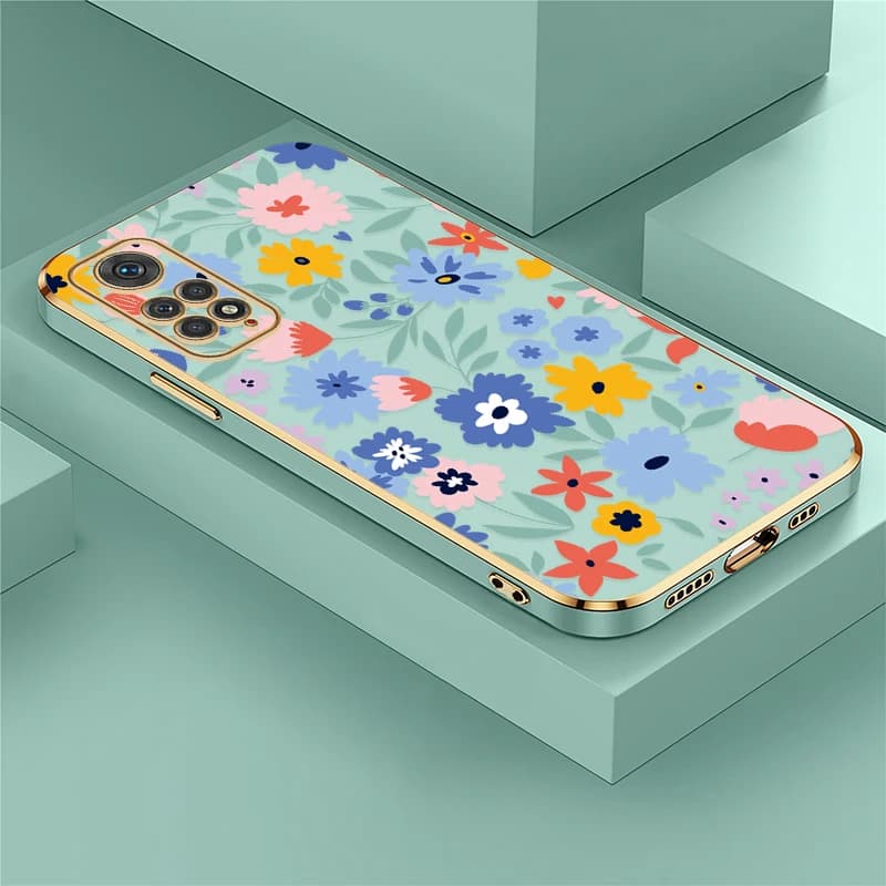Custodia per telefono per Xiaomi Redmi Note 11 4G 11S 11E 11T 10T 10 Lite 9S 10S con motivo floreale in silicone TPU antiurto e placcatura