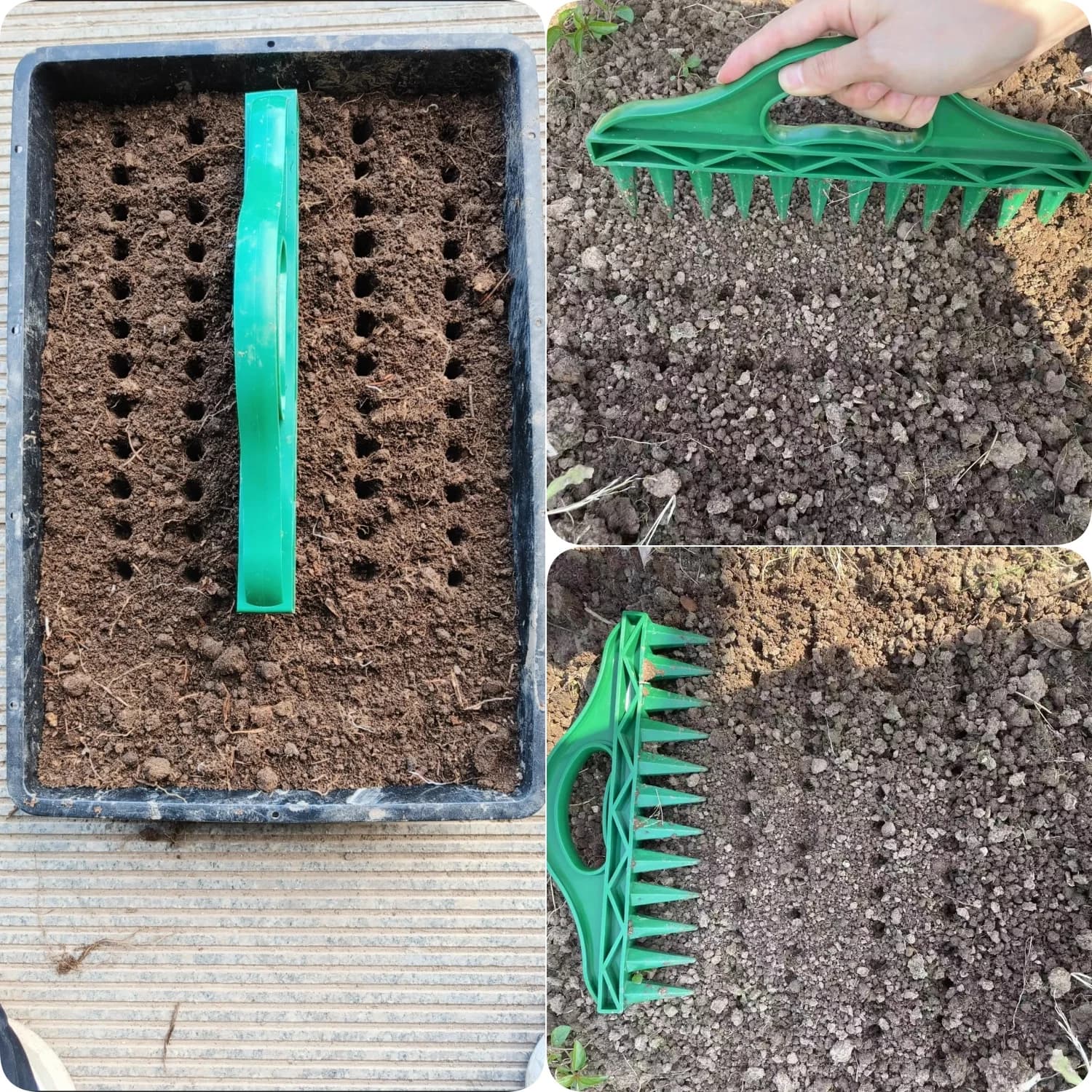 Seminatrice Manuale in Plastica con 12 Fori per Semina Rapida di Fiori e Verdure, Strumento di Giardinaggio per Piantare e Seminare