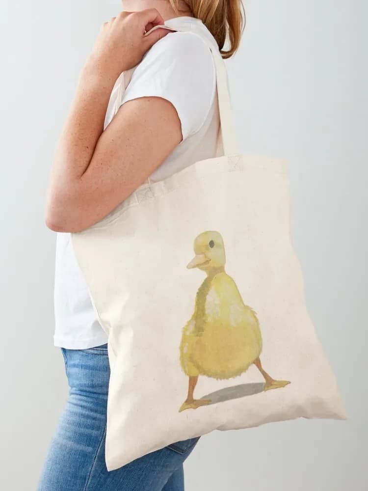 Borsa tote gialla con disegno di anatra, borsa da donna, borse riutilizzabili per la spesa, borsa shopper universitaria in tela per donna