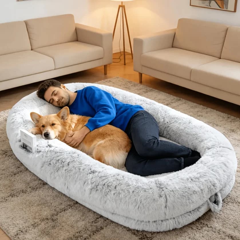 Cuccia per cani di dimensioni umane, 70''x44''x11'', adatta a te e ai tuoi animali domestici, cuccia per cani in finta pelliccia lavabile, ideale per riposini e sonnellini, cuccia ortopedica per cani.