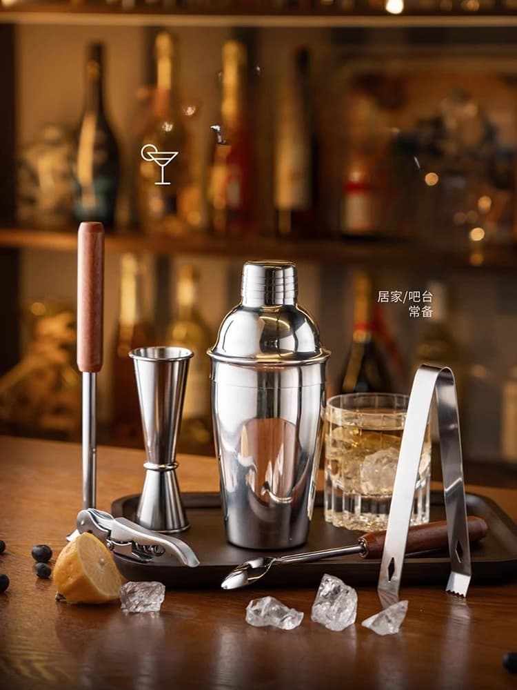Set da Cocktail in Acciaio Inox JC con Supporto per Baristi Professionisti