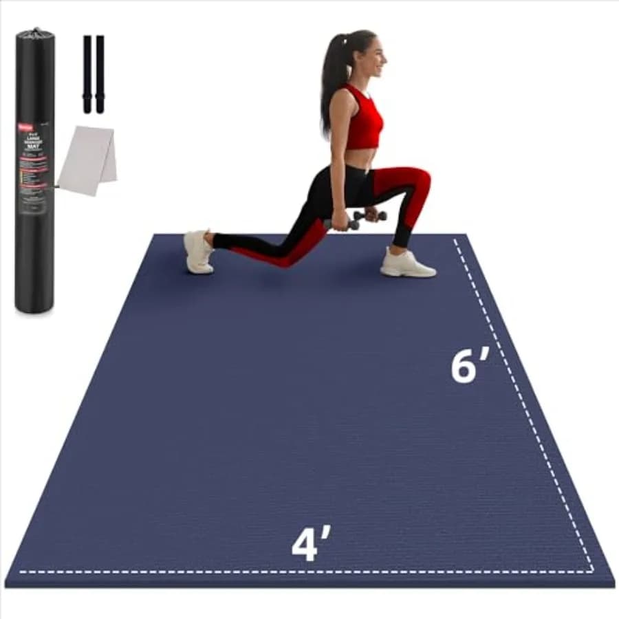 Large Size Exercise Mat for Domestic Training 12'x6'/10'x6'/9'x6'/8'x6'/7'x5'/6'x4' Extra Gym Mat Thick 7mm in Black for Cardio and Salt with Corda