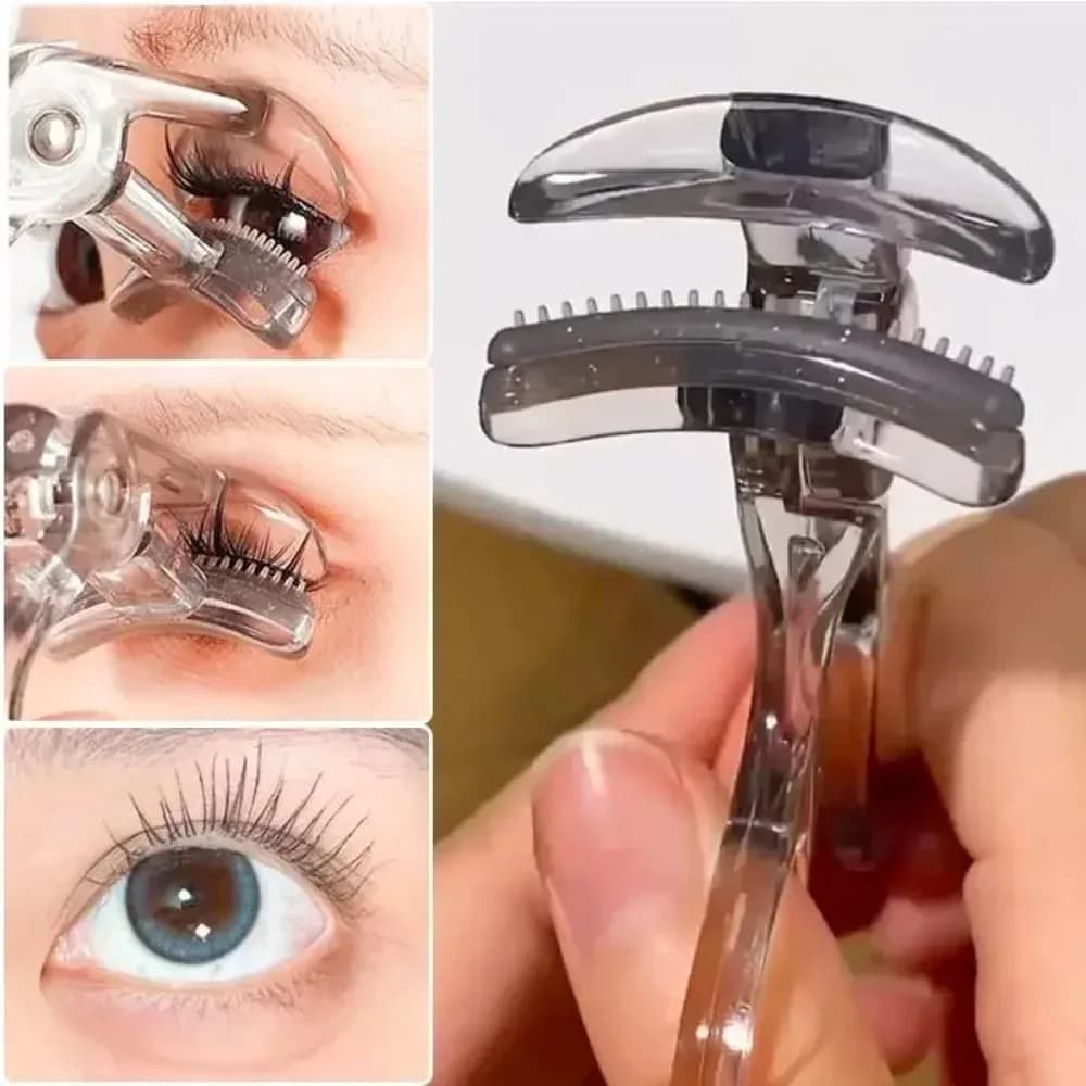 Dual-Type Eyelash Curler with Comb Waterproof Long-Lasting Natural Curl Professional Eye Makeup Tool Wide Partial Clip Unisex