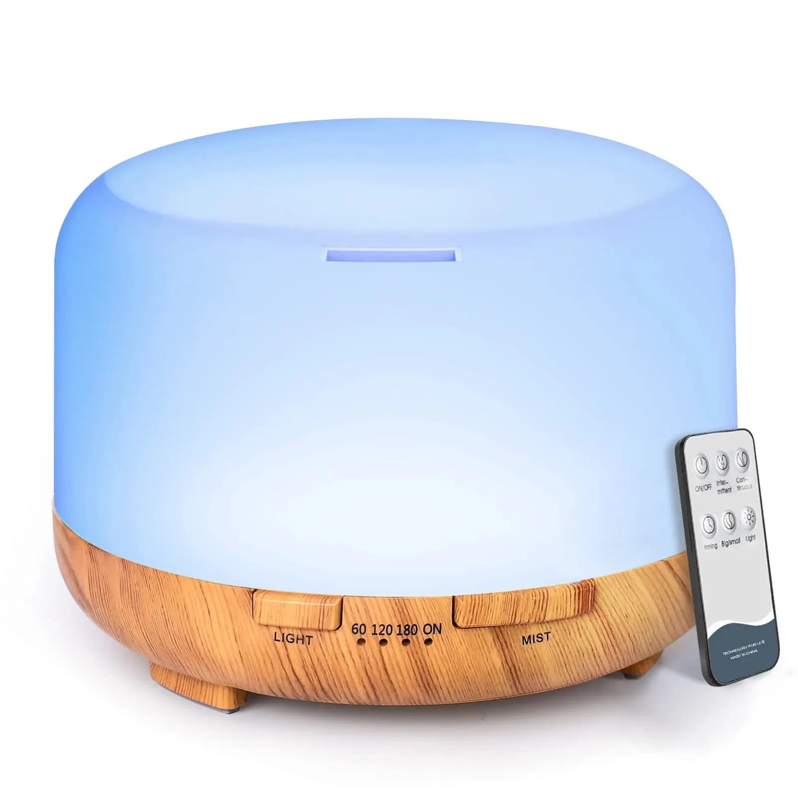 Diffusore di aromi da 500 ml Colore venature del legno, Diffusore di aromaterapia con olio essenziale di alimentazione USB 5V 2A con telecomando per l'home office