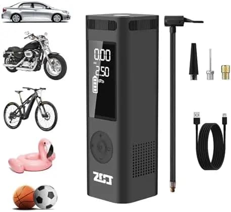 Compressore d'aria portatile 150 PSI, gonfiatore per pneumatici senza fili per auto, bici, palloni – Spegnimento automatico, luce LED, 6000 mAh