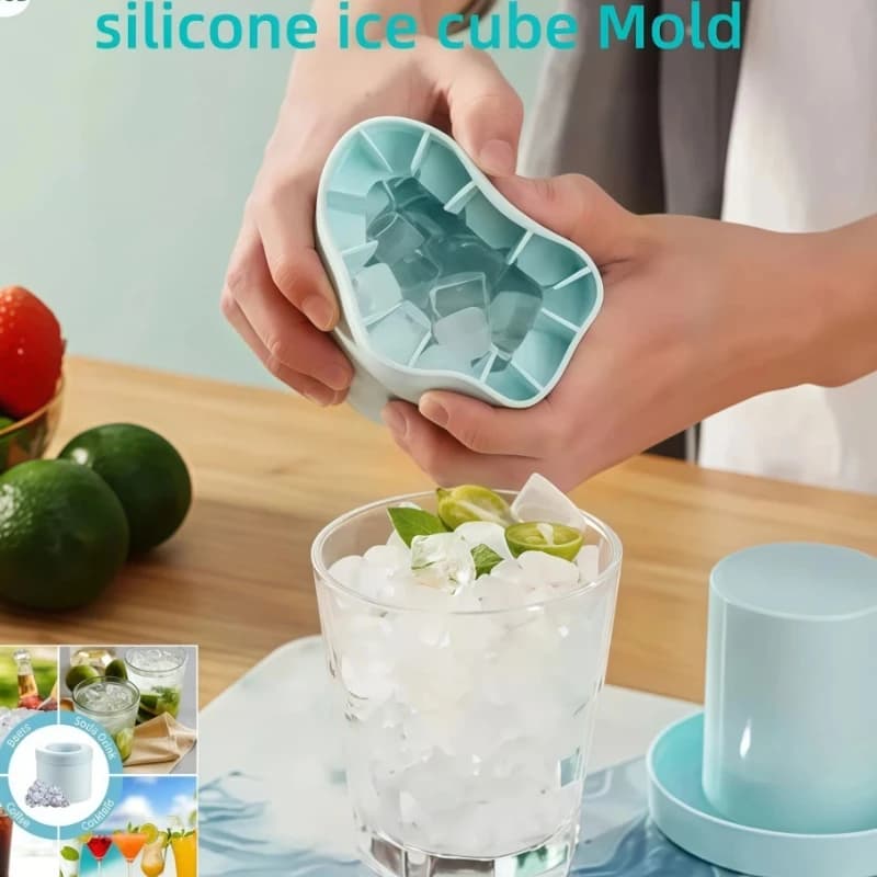 Stampo per Ghiaccio in Silicone di Grado Alimentare per Bar Domestico, Vassoio per Cubetti di Ghiaccio a Congelamento Rapido, Creativo Design per Whisky e Birra
