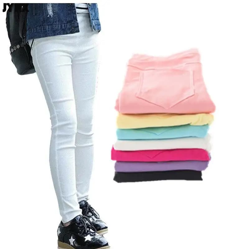 2025 Pantaloni da ragazza per bambini Primavera Autunno Pantaloni a matita elastici color caramella Leggings solidi per bambini per abbigliamento per bambini 2-11 anni