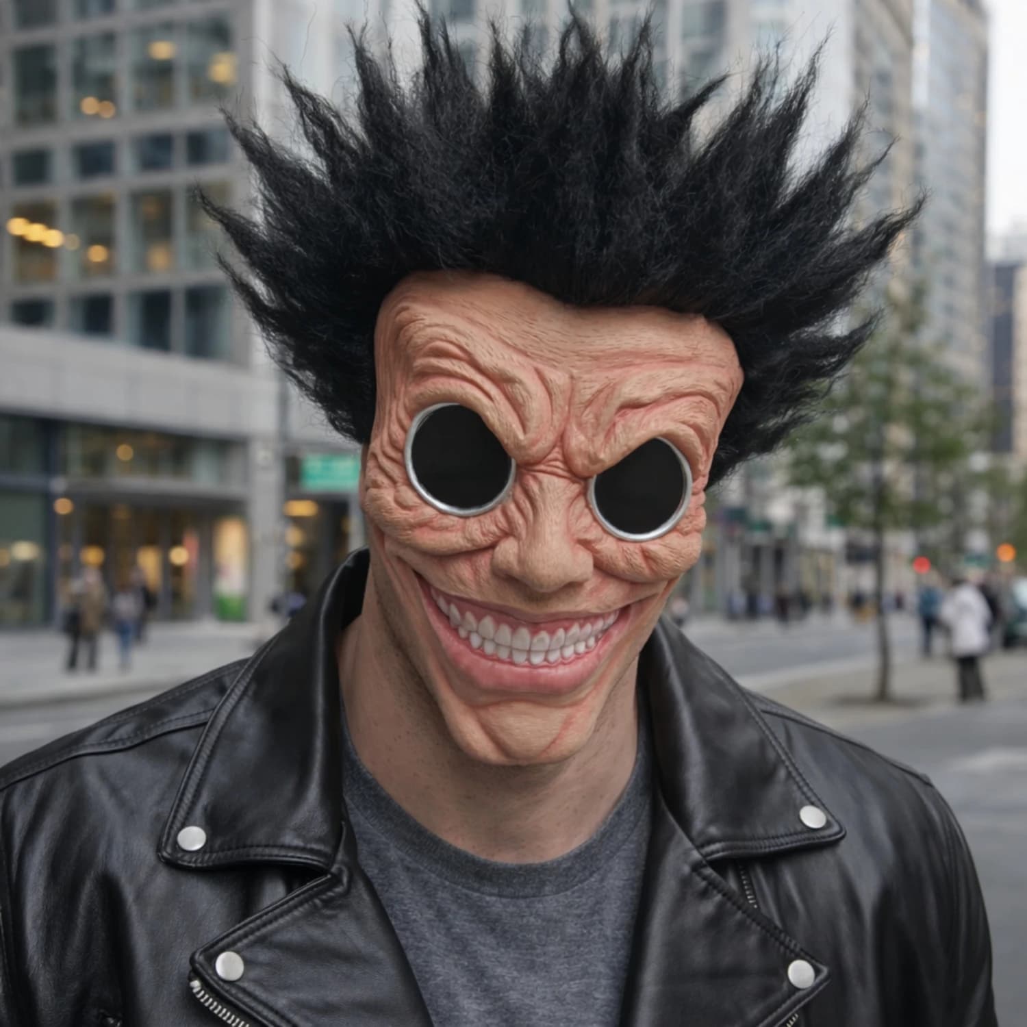 Maschera in Latex Spaventosa per Adulti con Capelli Spinti, Mezza Maschera Inquietante per Costume di Halloween, Festa in Maschera, Cosplay, Accessorio Realistico con Viso Rugoso