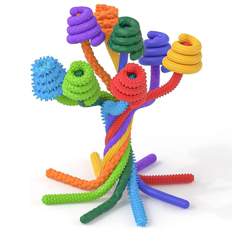 Set di 8 Bastoncini Sensoriali Fidget Toys per Bambini e Adulti, Giocattoli in Silicone Flessibili e Testurizzati per Autismo, ADHD, Relax e Calma