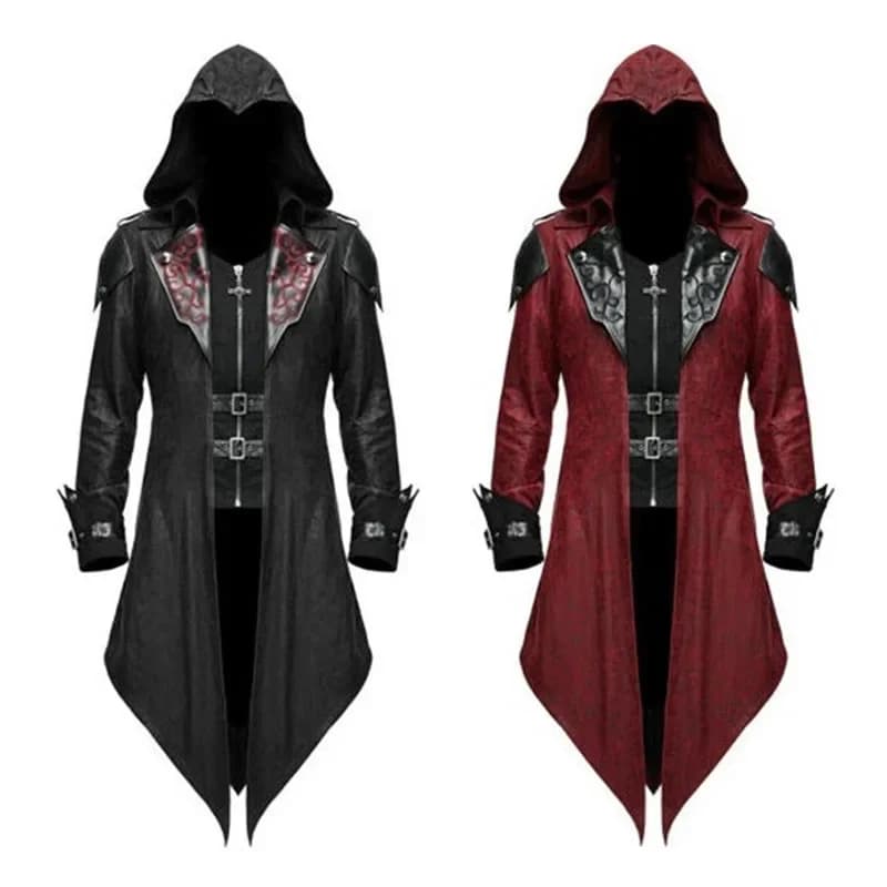 Assassin Cosplay Costume da uomo medievale Streetwear Giacche con cappuccio Capispalla Costume Edward Creed Halloween Dress Up Outfit Party