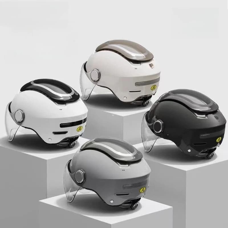 Nuovo Casco Mezza Faccia per Bici Elettrica / Scooter, Protezione Solare, Antiurto, Comodo e Sicuro