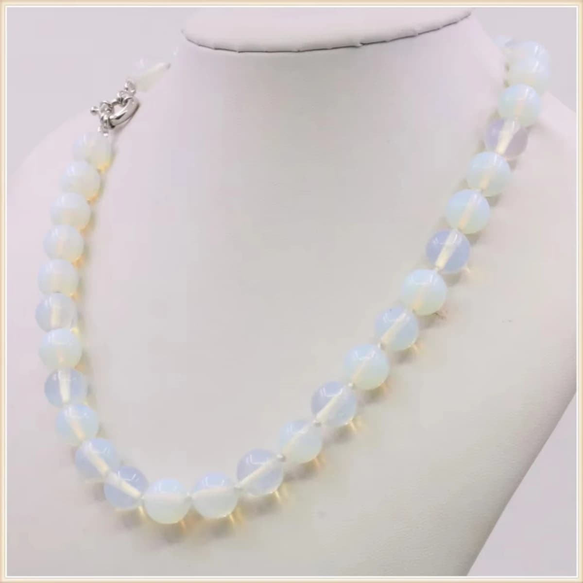Collana rotonda in pietra di luna bianca da 8 10 mm, pietra naturale liscia, chiusura reticolare, accessorio per cravatte, design per la creazione di gioielli da donna e ragazza
