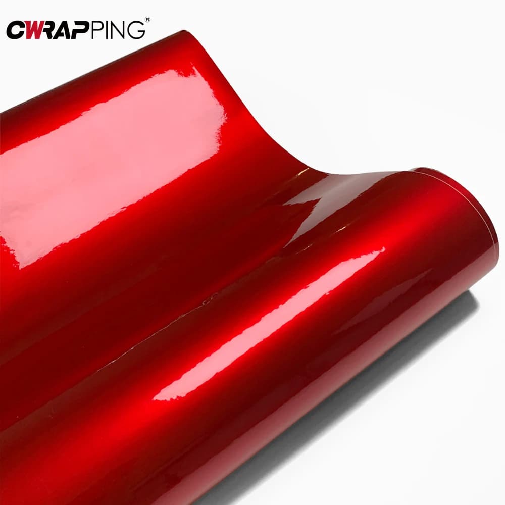 Glossy Red Vinyl Wrap Car Stickers Bubble Free Auto Wrapping Film Color Change Vinyl Decals Car Color Change Films Accessories