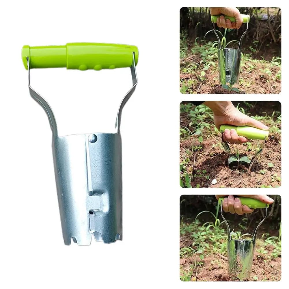 Trapiantatore di Piante in Acciaio Inossidabile per Giardino, Seminatore per Fiori, Attrezzo per la Trapiantazione di Piantine, Scavatore, Strumento per la Perforazione di Buche per la Coltivazione Orticola