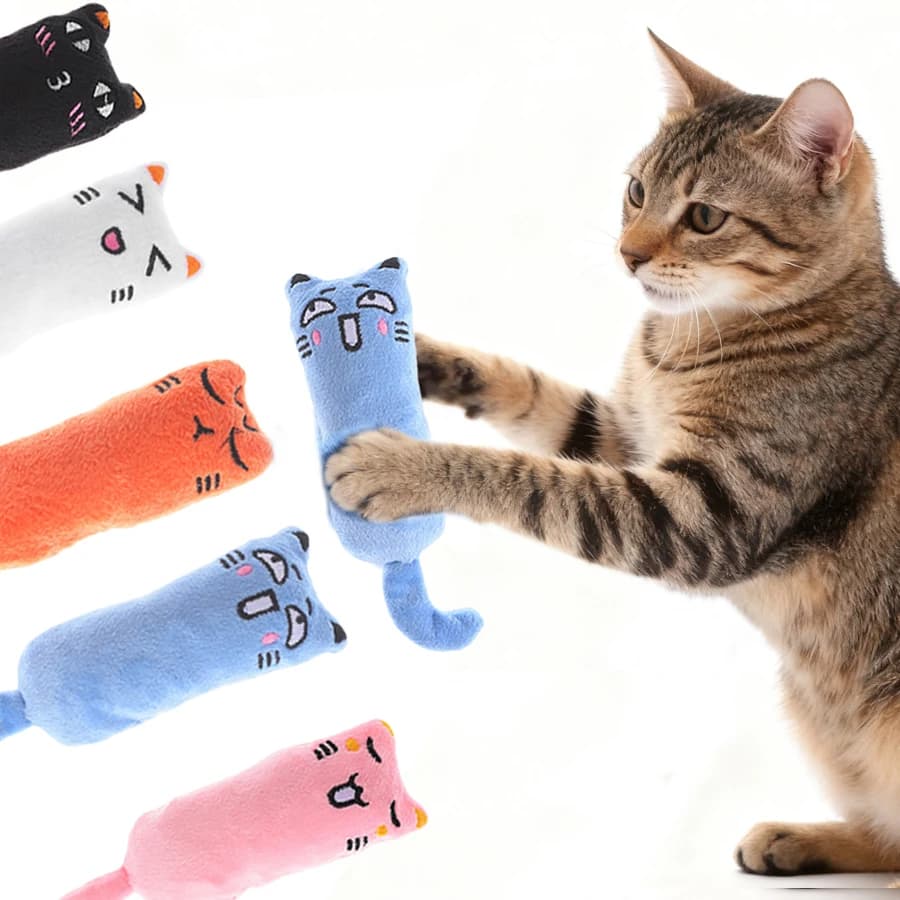 Giocattolo interattivo per gatti carino Divertente peluche Mini digrignamento dei denti Erba gatta Giocattolo da masticare stridulo per gattini Accessori per animali domestici