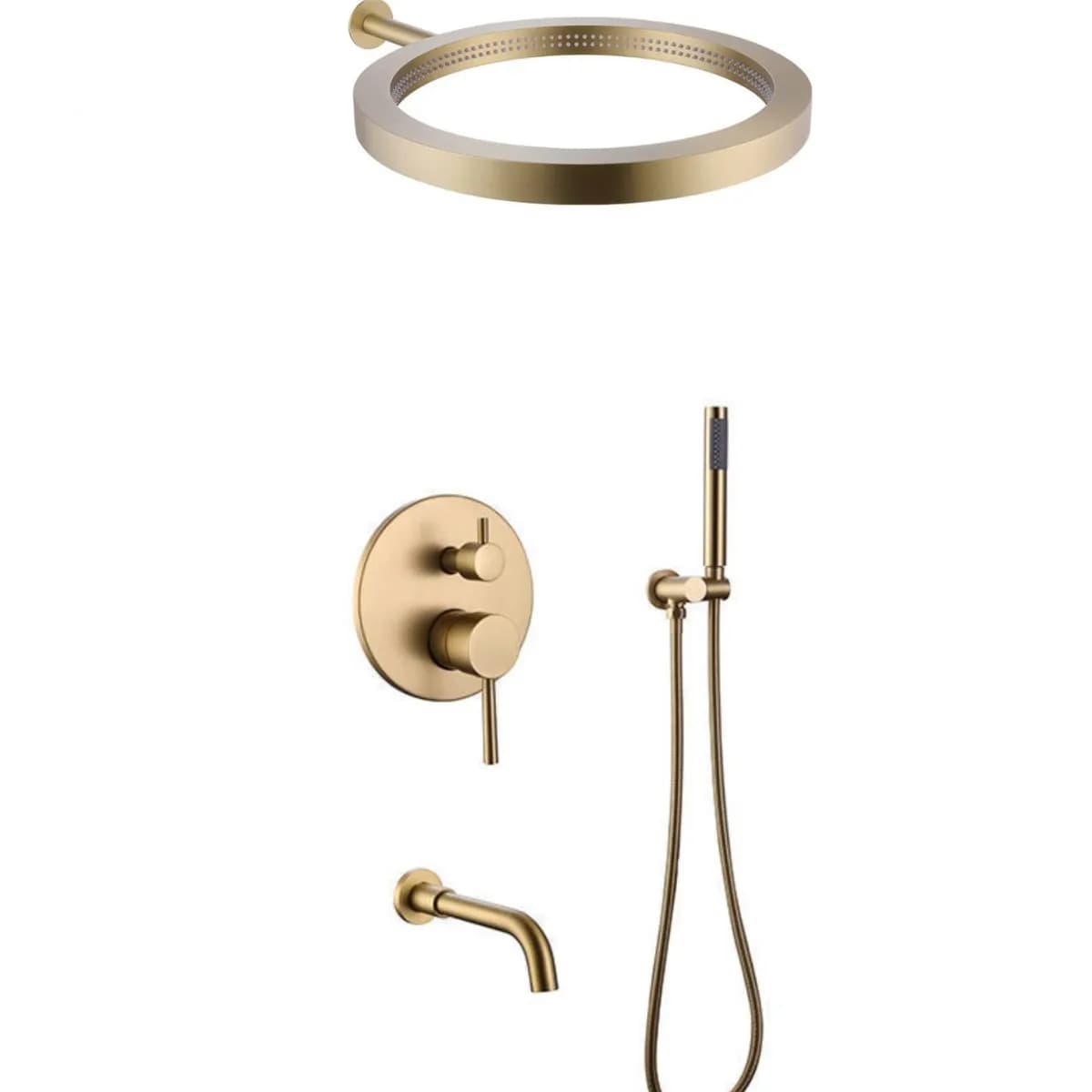 Modern set for black shower system, large rain shower head with top sprayer, hidden installation, for hotel design bathroom