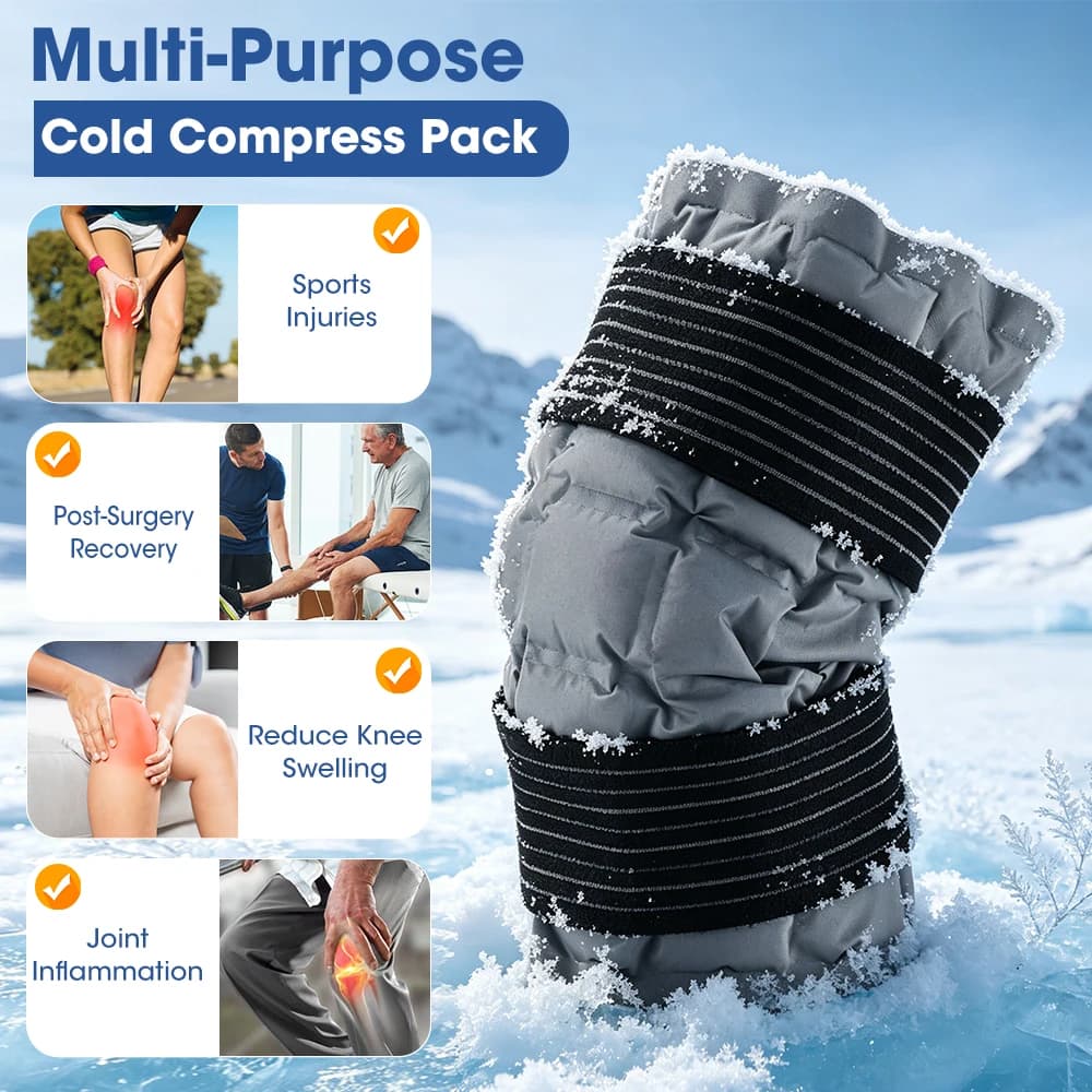 Impacco di ghiaccio riutilizzabile grande, caldo/freddo, autoassorbente, per gambe, ginocchia, braccia, articolazioni, muscoli, cura post-operatoria.