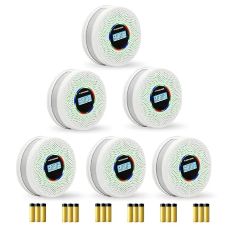 Rilevatore di allarme di fumo e monossido di carbonio combinato aggiornato da 6 pezzi Rilevatore di fumo a doppio sensore e rilevatore di monossido di carbonio incluso