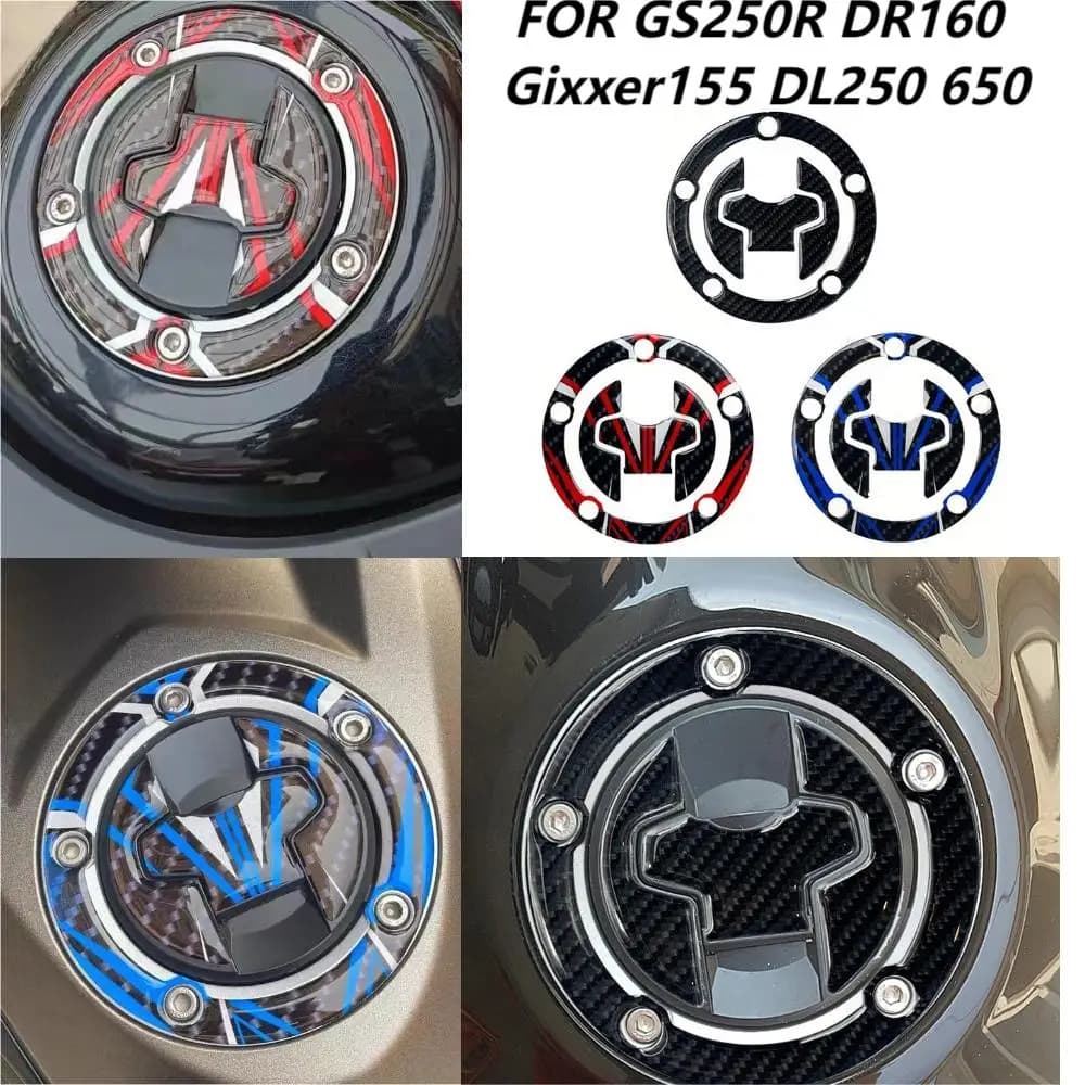 Adesivo per coperchio del serbatoio dell'olio per brasatura al carbonio 3D per Suzuki GS250R DR160 Gixxer155 DL250 650 2017-2018 Adesivo protettivo per tappo serbatoio carburante