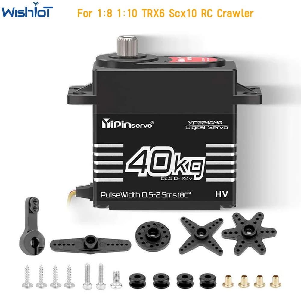 40KG Servo Digitale Ad Alto Coppia Metal Gear IP67 Impermeabile 180/270 Gradi per 1:8 1:10 TRX6 Scx10 RC Crawler Car Robot YP3240MG