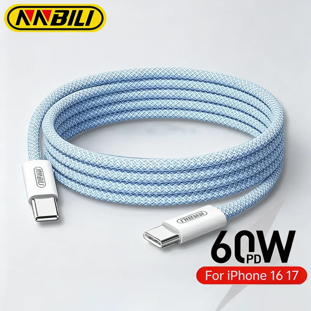 NNBILI Type C to Type C Cable Fast Charge Data Cable 60W For Phone 17 Pro Huawei Samsung Xiaomi USB C Weaving Data Line Charging