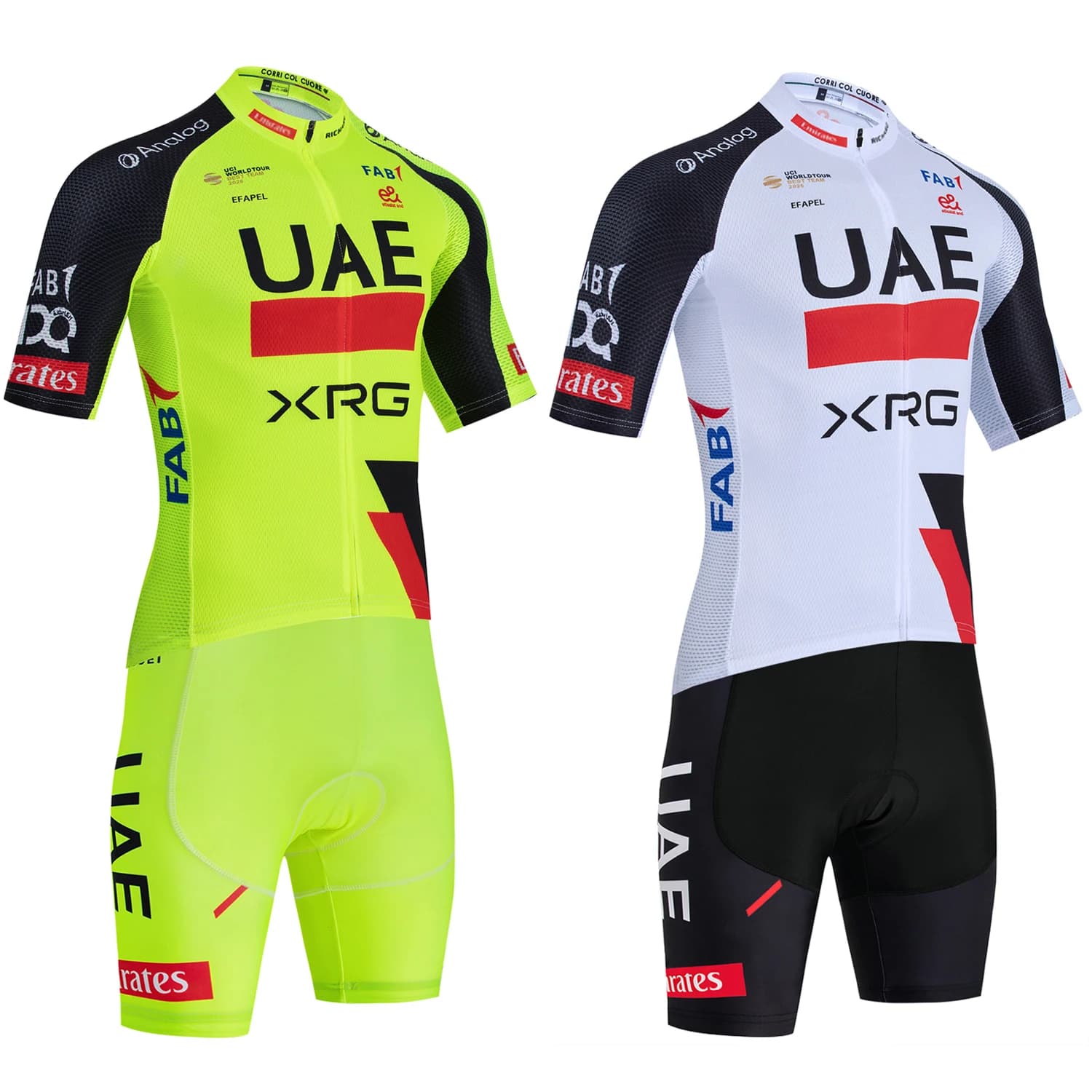 New Cycling Jersey Team Fly 2026 UAE, T-shirt Set and Bicycle Shorts for Men and Women, Fast Drying Clothing