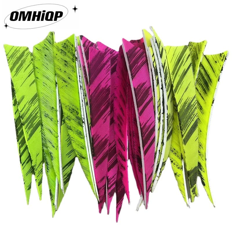 50Pcs/lot 4inch Hunting Arrow Feathers Natural Turkey Feathers Shield Archery Fletches Ink Design Vanes Arrow Accessories