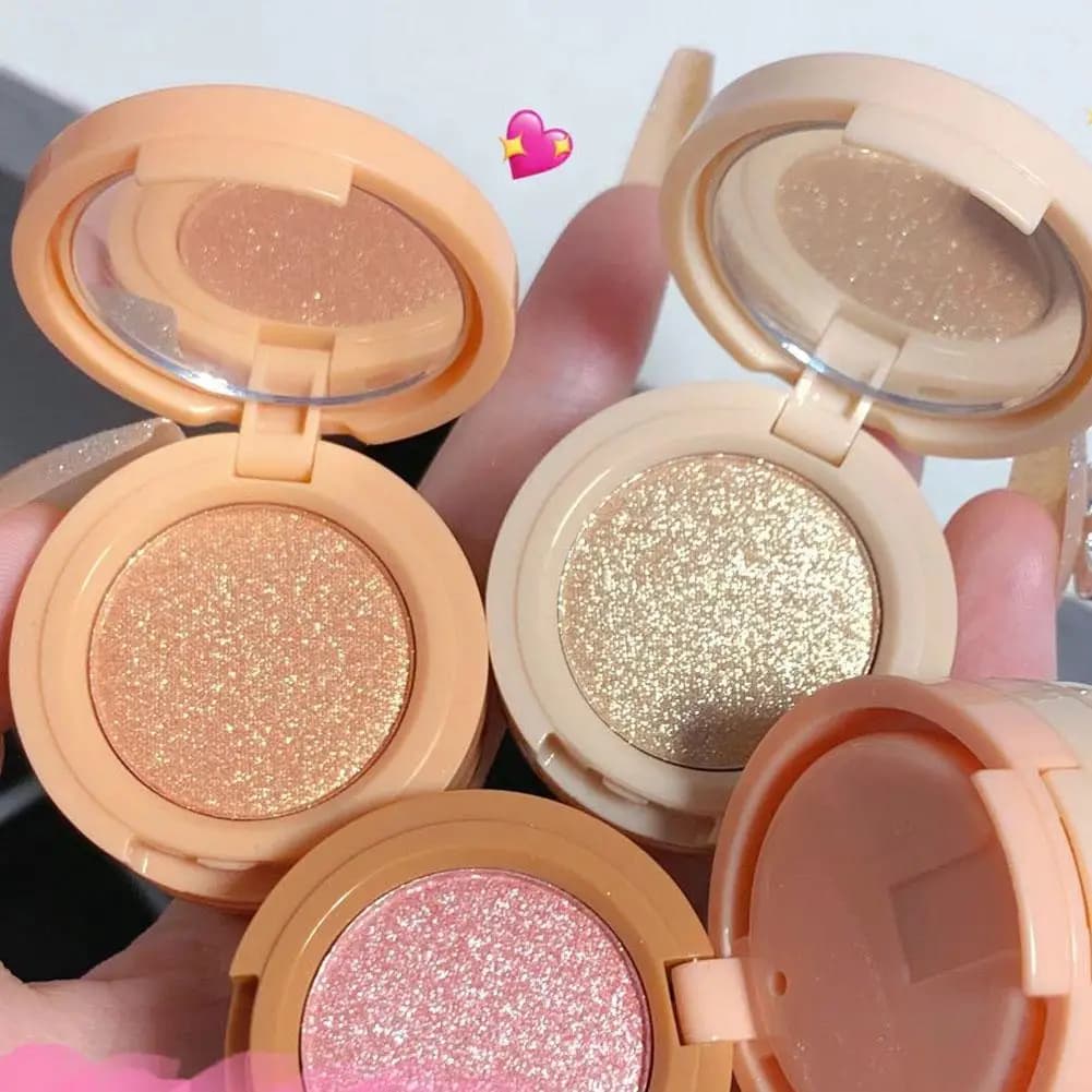 Palette Blush 3 in 1, Palette Illuminante Pressato, Illuminante Opaco a Lunga Durata e Impermeabile, Blush Scintillante, Pennello per Trucco, Strumento Cosmetico