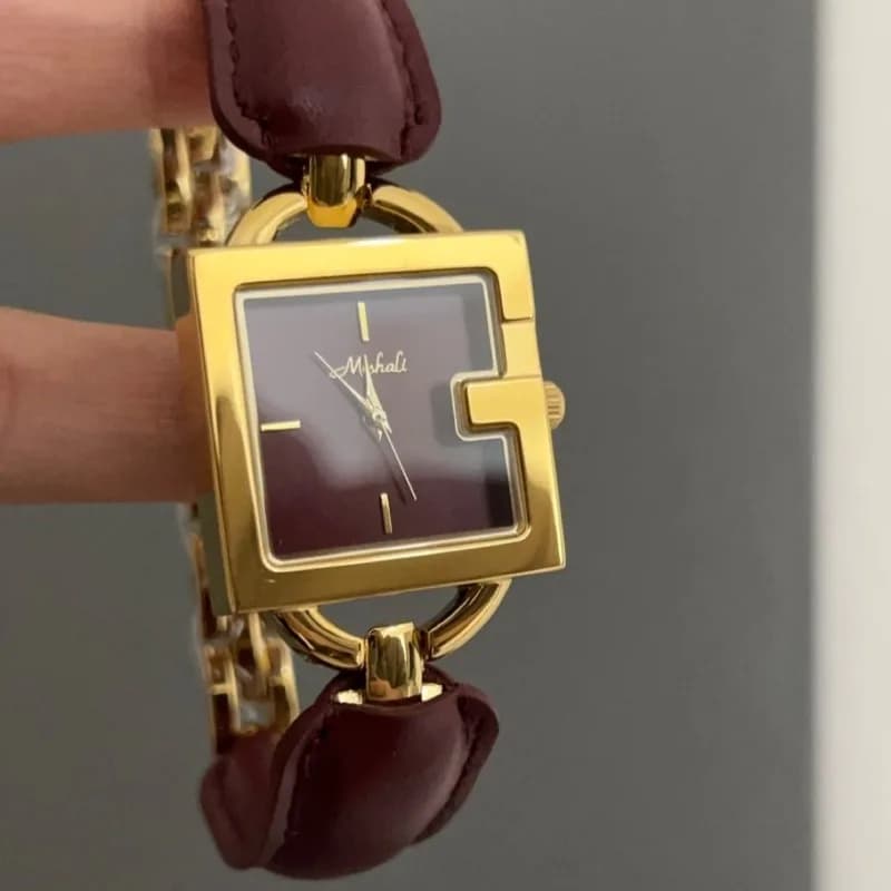 PEIYING Orologio da Donna di Design Esclusivo e Raffinato con Cinturino in Pelle Rossa Ankola, Movimento al Quarzo